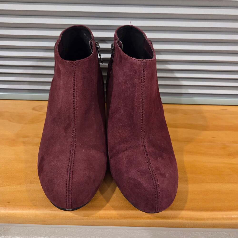 Anne Klein Trumble Boots Womens 9M Burgundy Wedge Ankle Boots Zip Up - Picture 2 of 10